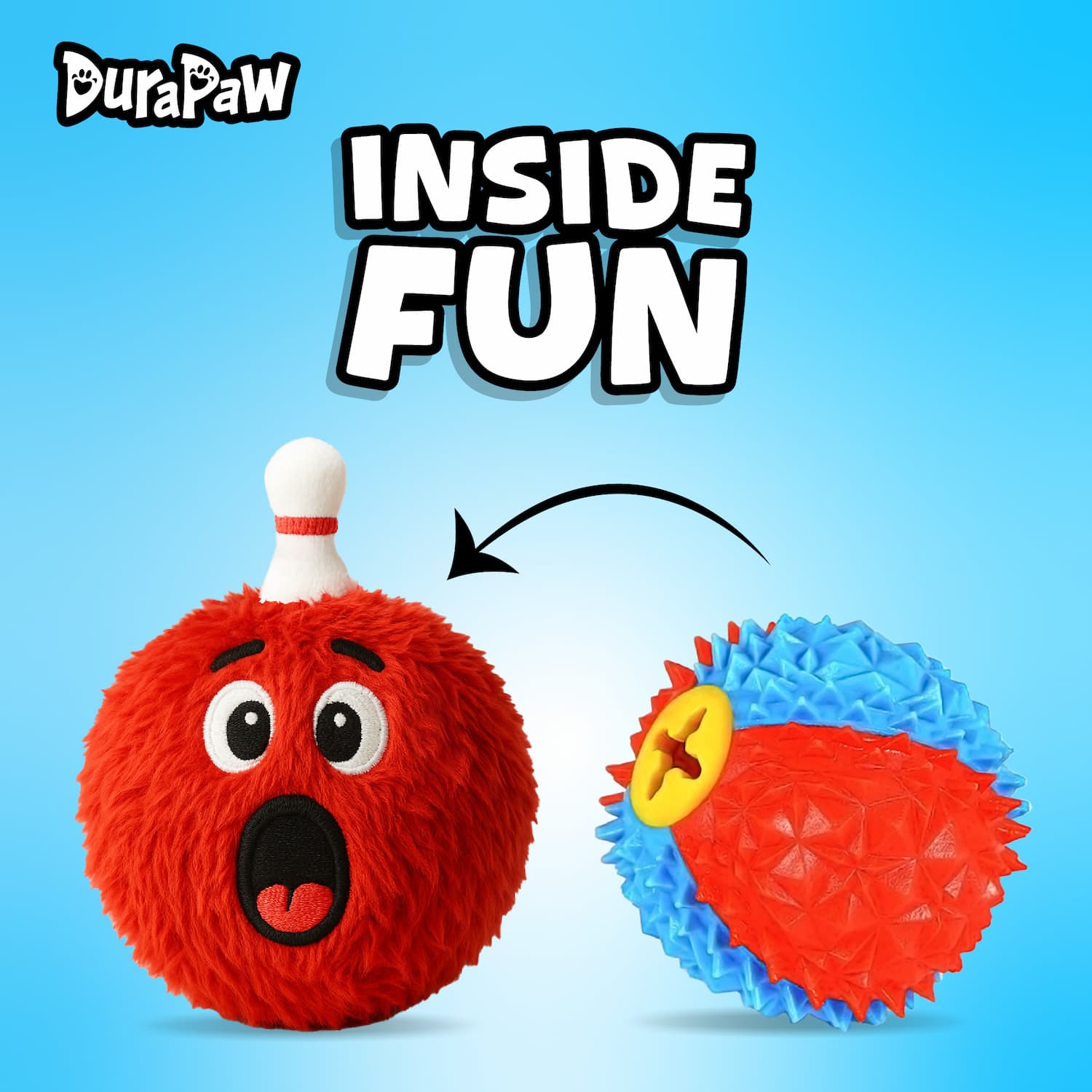 Rip Apart Rippable Dog Toy Super Tough Bowling Gutter Ball Gary DuraPaw Pet Toy