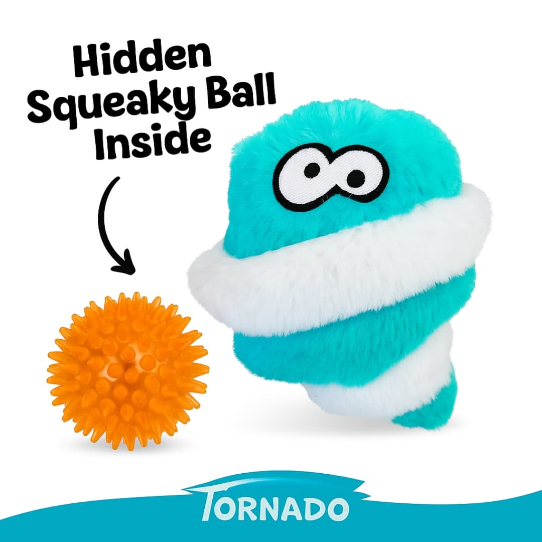 DuraPaw Super Durable Rippable Toy with a hidden squeaky orange ball inside