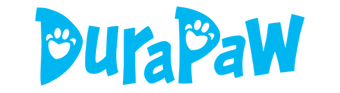 Blue DuraPaw dog toy subscription box logo on a png background