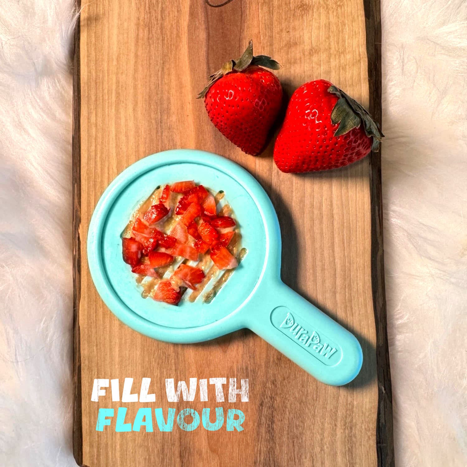 DuraPaw Nylon Lick Mat Enrichment Chew Toy Strawberries Recipe