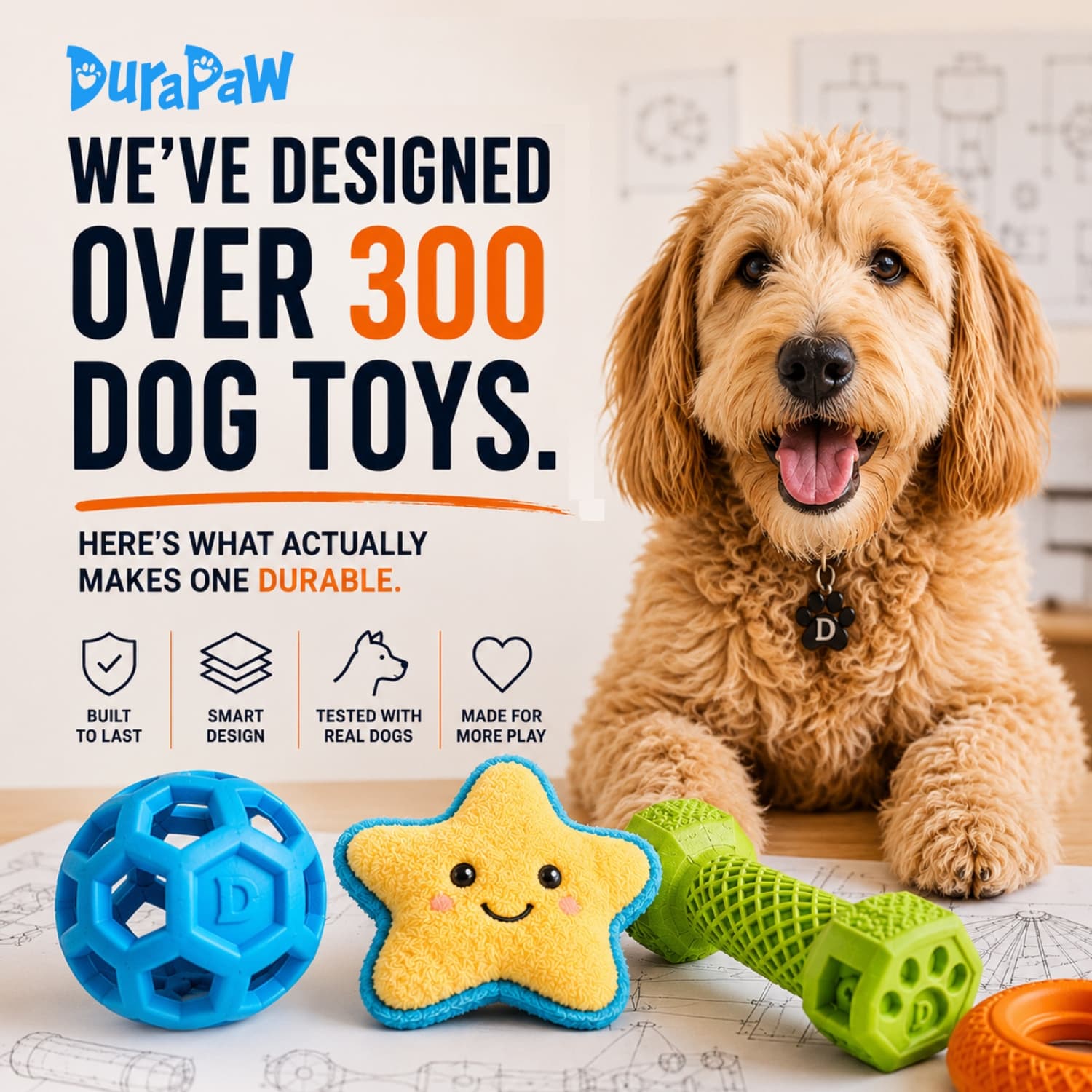 DuraPaw designed over 300 dog toys from scratch