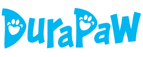 Blue 'DuraPaw' logo on a png background
