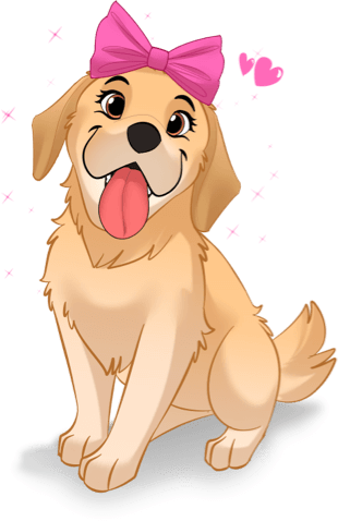 Female Girl Dog Cartoon. DuraPaw dog toys for aggressive chewers.