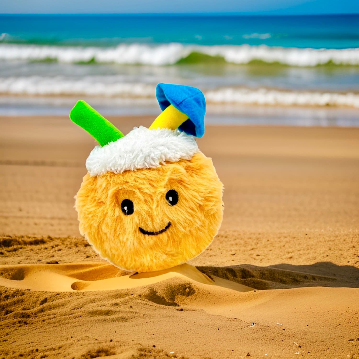 Coconut Drink Dog Chew Toy Beach