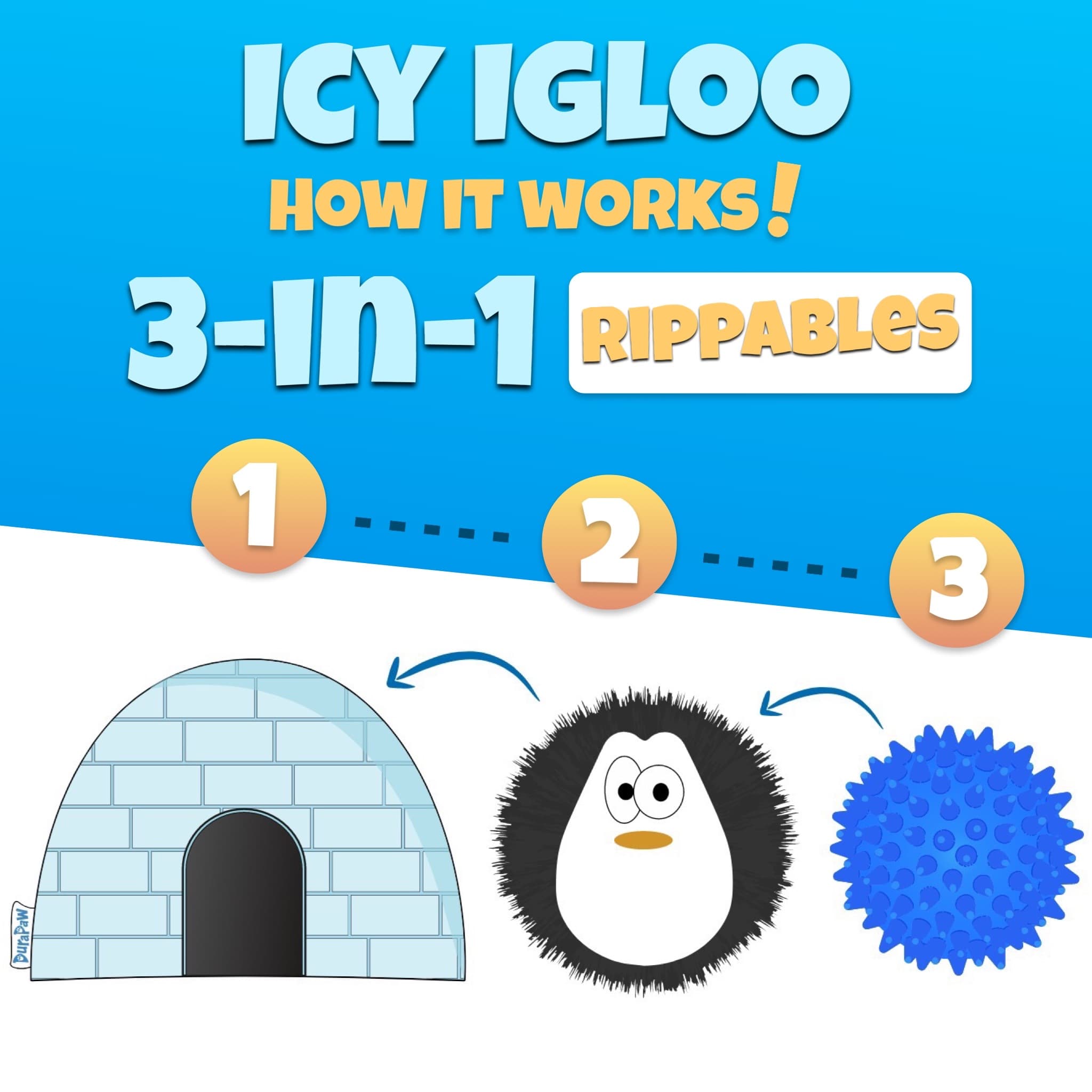 DuraPaw 3-in-1 Icy Igloo Dog Toy Rippables Collection Canada