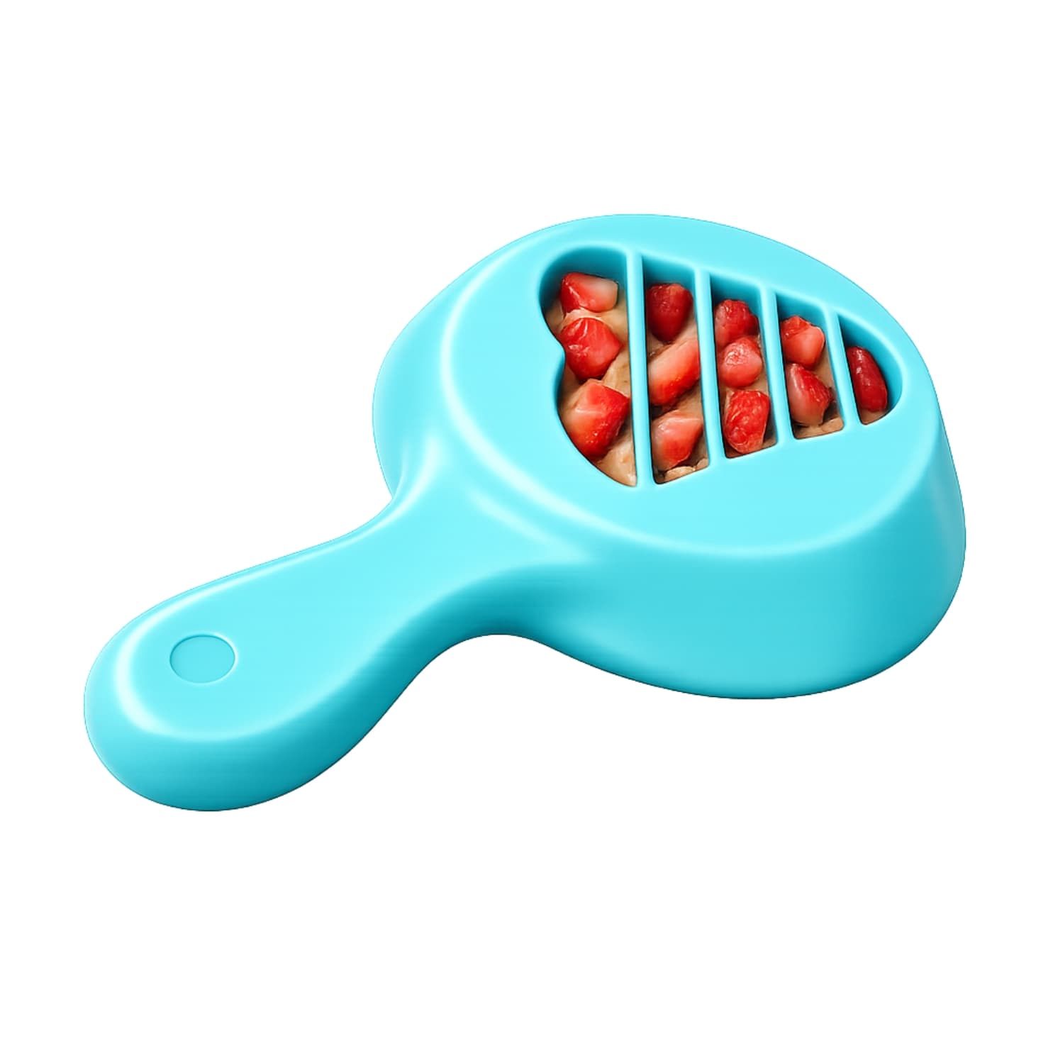 Blue DuraPaw nylon enrichment dog pet chew toy with strawberry and peanut butter on a white background
