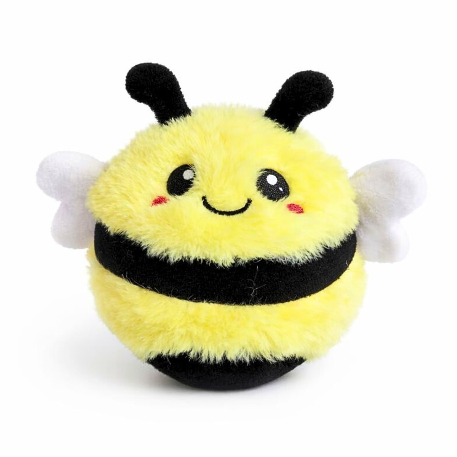 DuraPaw 2 in 1 plush Rippable bee toy with a happy face on a white background