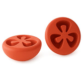 DuraPaw two red silicone tomato dog toys on a white background
