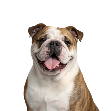 Bulldog with a happy expression on a png background