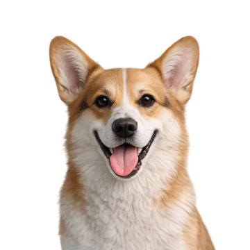 Corgi dog breed with a happy expression on a png background