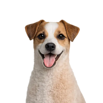 Jack Russel dog breed with a happy expression on a png background