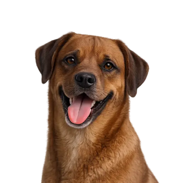 Brown Rhodesian Ridgeback dog breed with a happy expression on a png background
