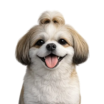 Shih Tzu dog breed with a stylish haircut on a png background
