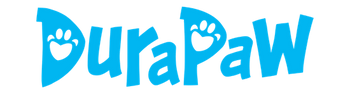Blue DuraPaw dog toy subscription box logo on a png background