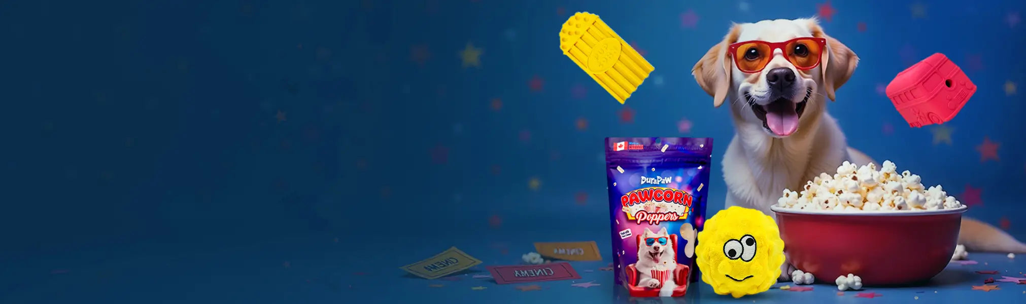 DuraPaw Movie Night Themed Flicks N Licks Monthly Dog Toy Treat Subscription Box