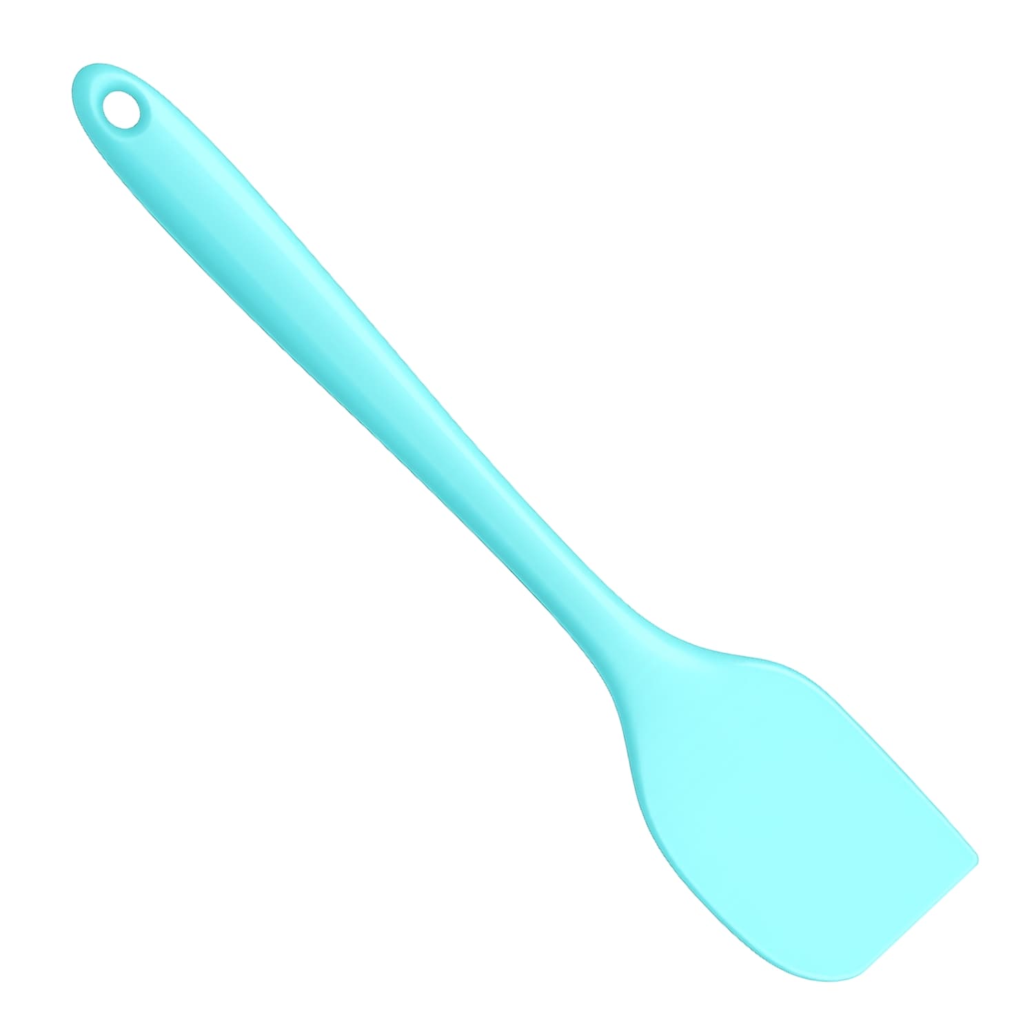 Light blue pet enrichment spoon spatula on a white background