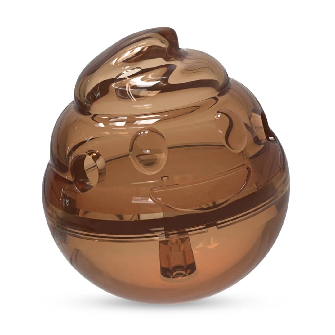 DuraPaw brown poop dog toy treat dispenser wobbly pet toy on white background