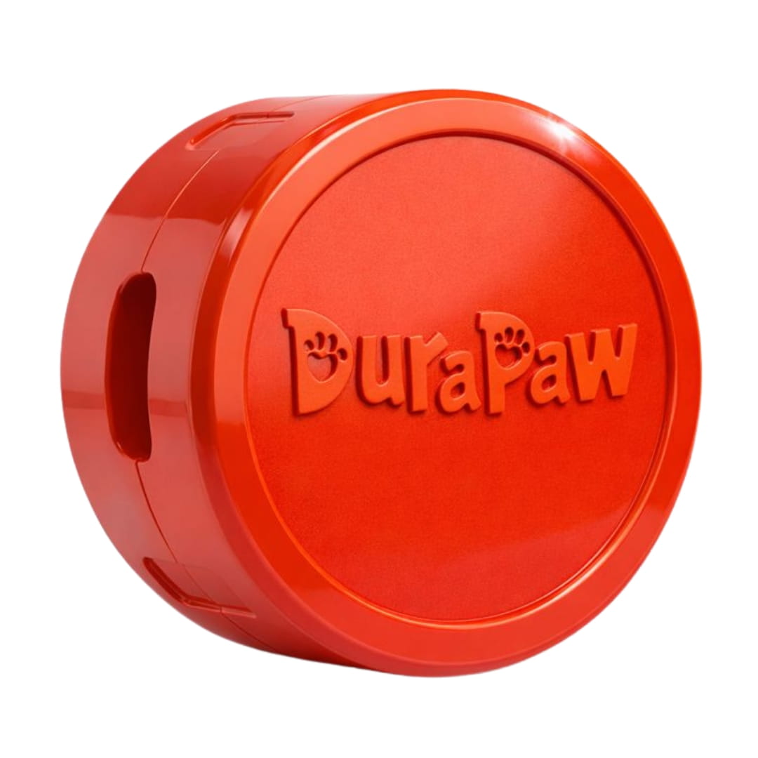 DuraPaw red Canadian hockey puck solid super durable enrichment dog toy