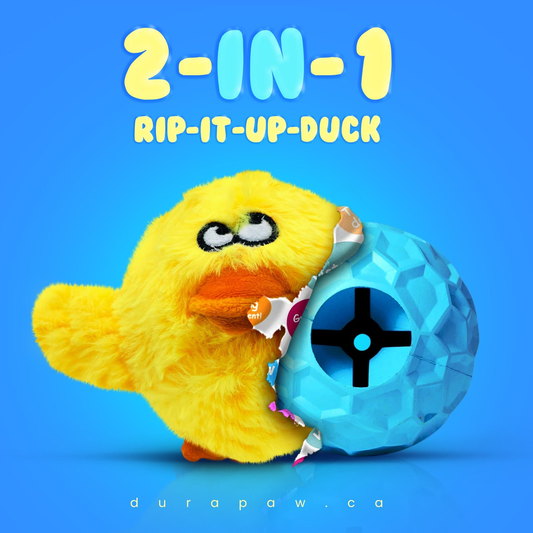 Fluffy Duckie 2 in 1 hidden Dog Toy Within Toy Feeder Ball