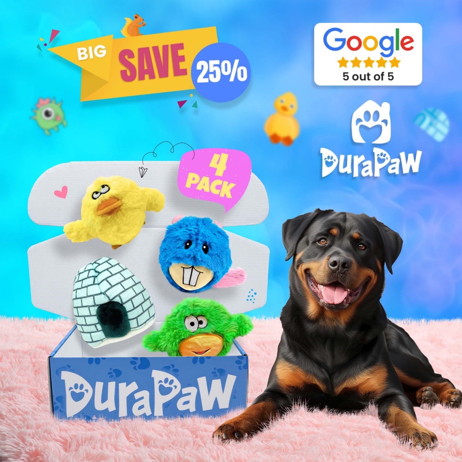 DuraPaw Rippables 2 in 1 Dog Toy Bundle Box Canada