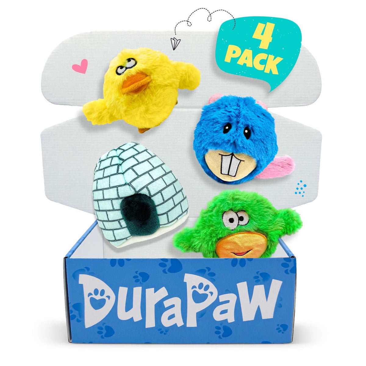 DuraPaw Rippables Dog Toy Within Toy Bundle Box 4 Pack