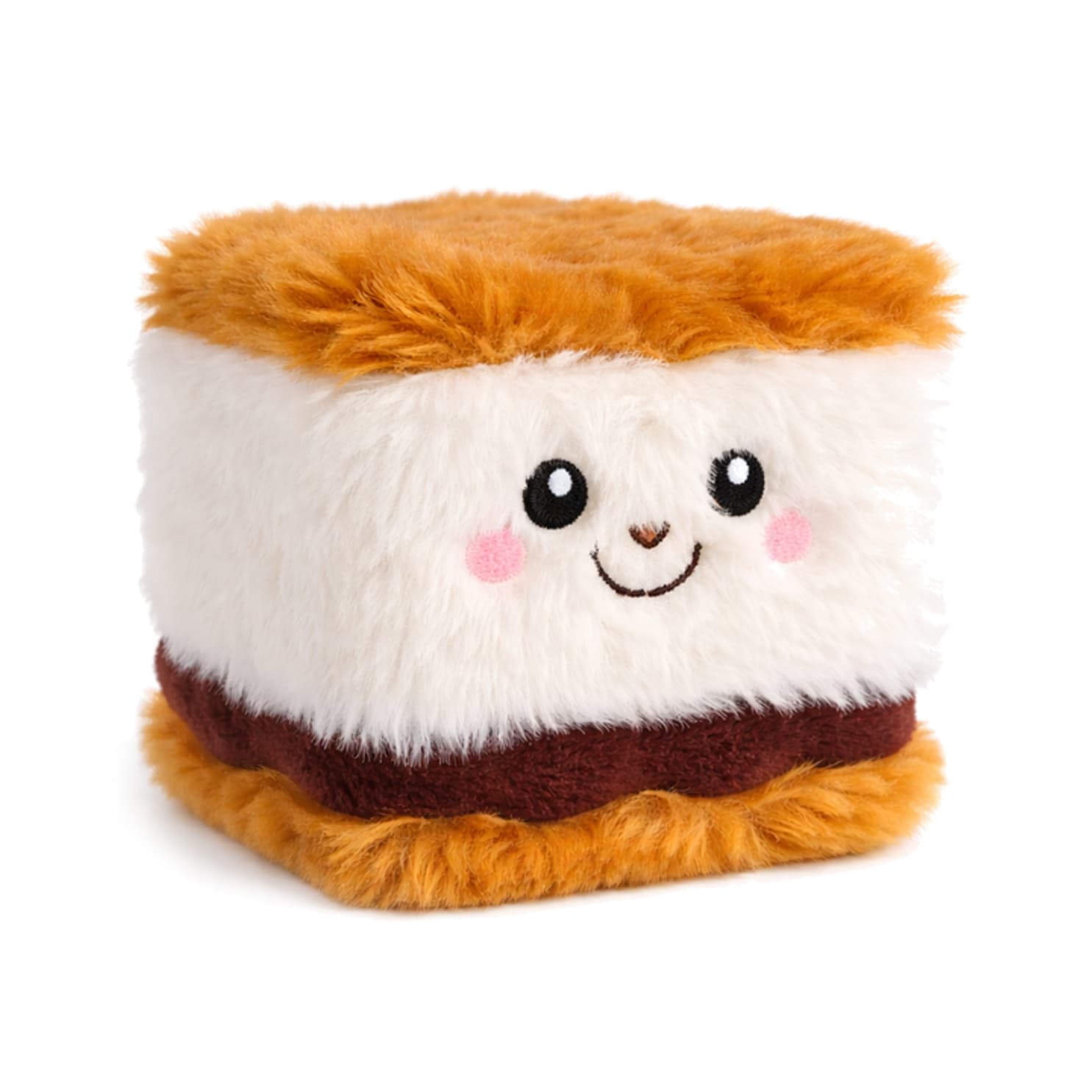 DuraPaw 2 in 1 Rippable plush toy resembling a s'more with a smiling face on a white background