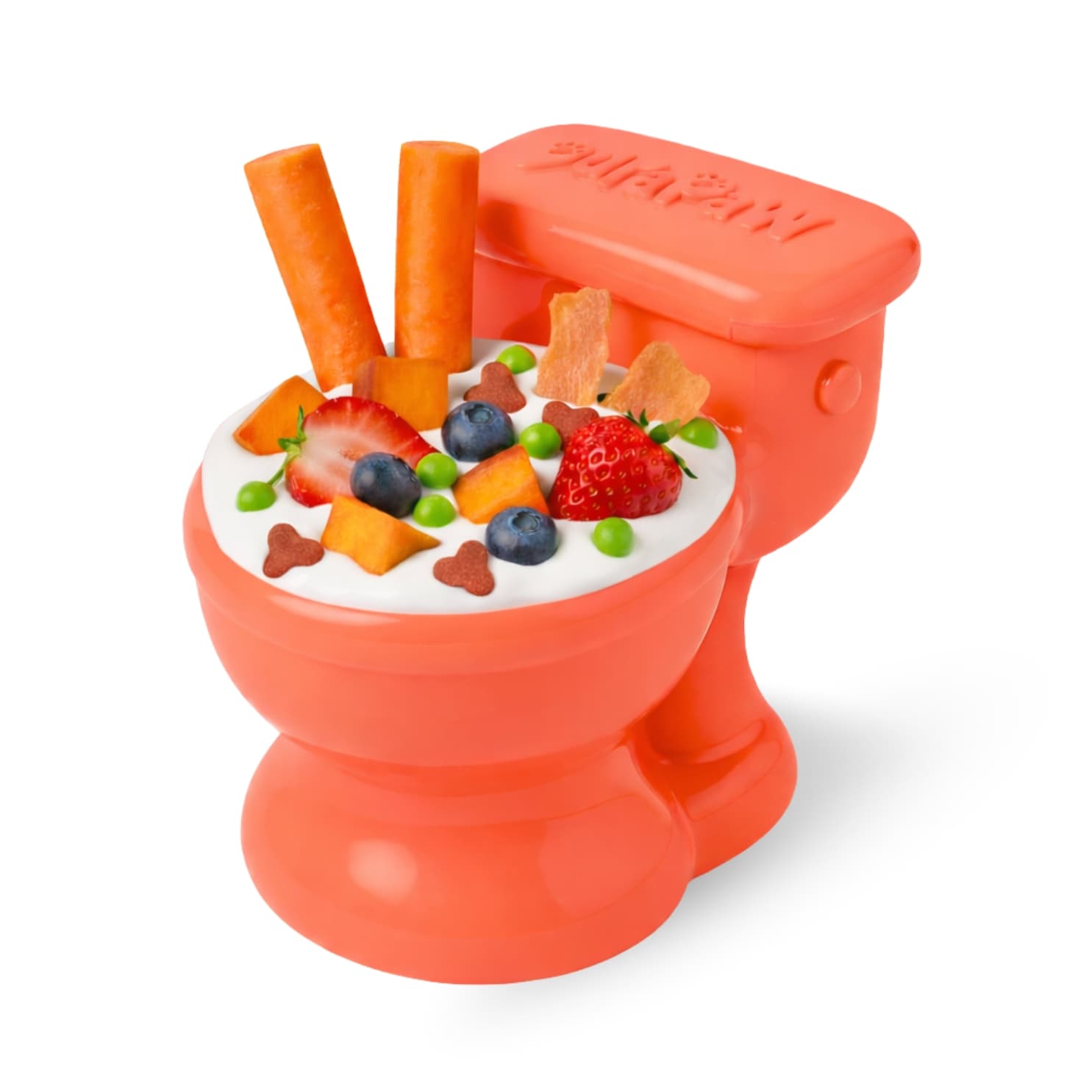 DuraPaw toilet potty enrichment slow feeding funny viral rubber dog toy on white background