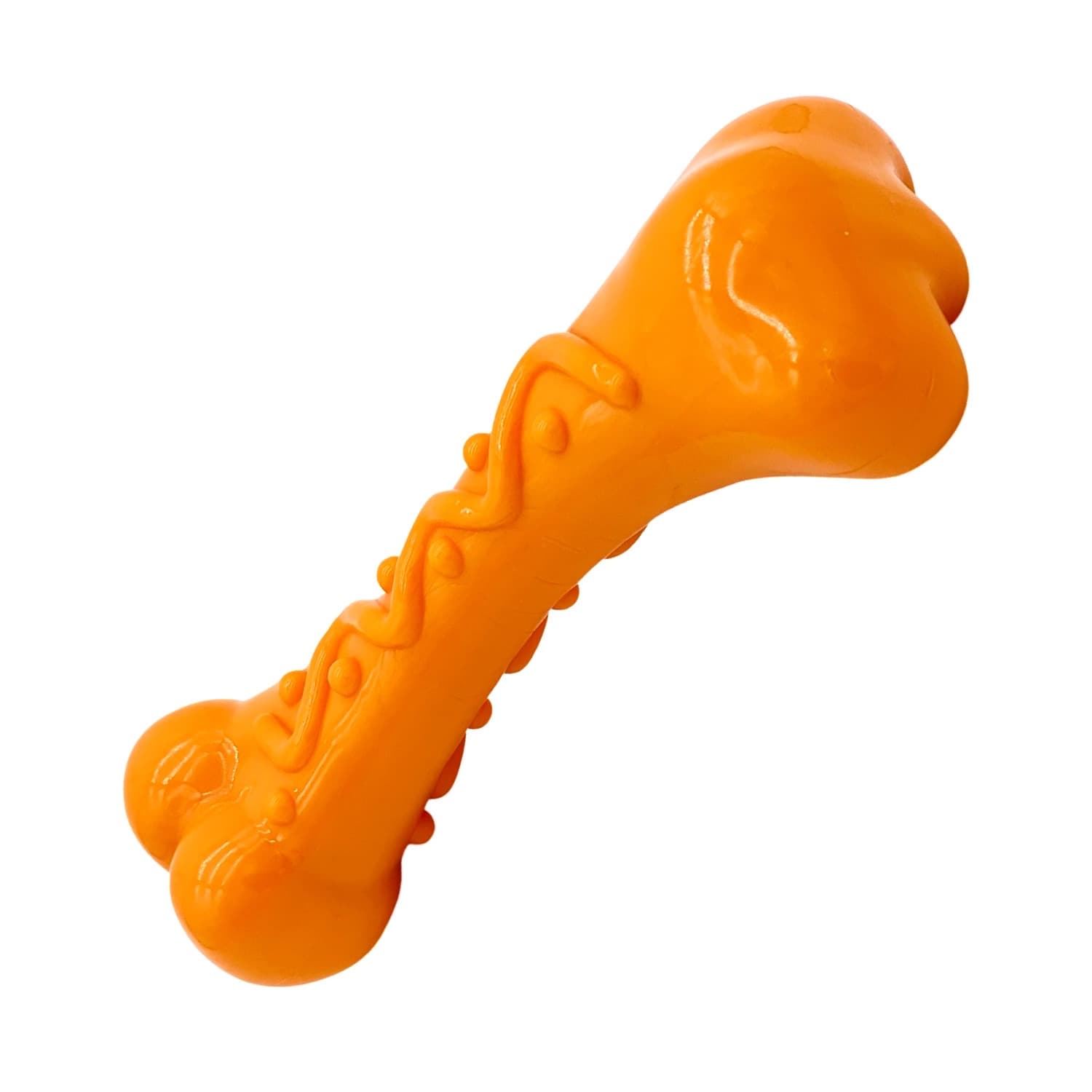 Tough Orange Nylon Dog Toy Bone For Aggressive Chewers