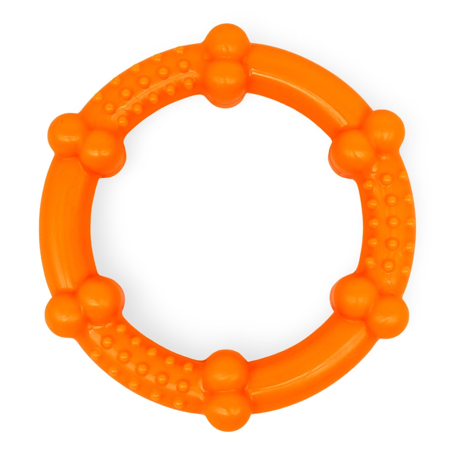 Super Tough Orange Nylon Dog Bone Ring Chew Toy