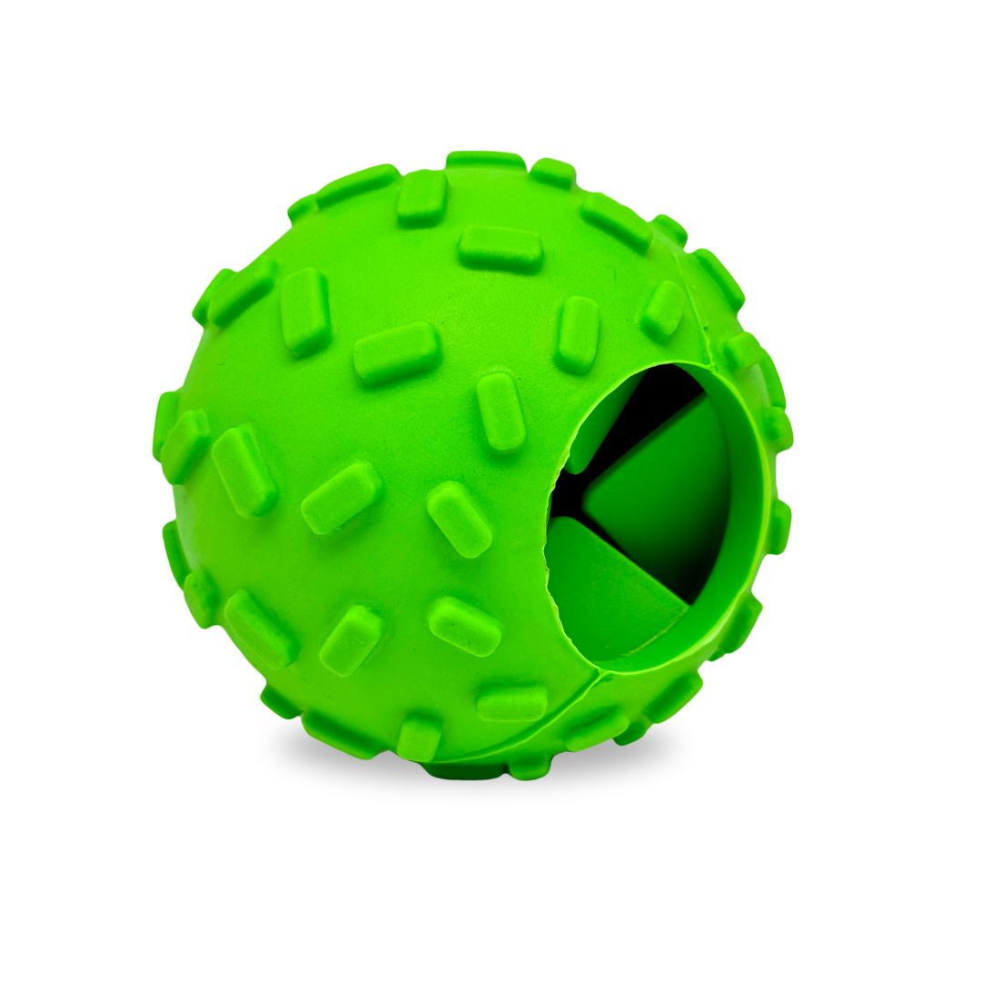 Lime Green Rubber Enrichment Dog Feeder Ball Dispenser
