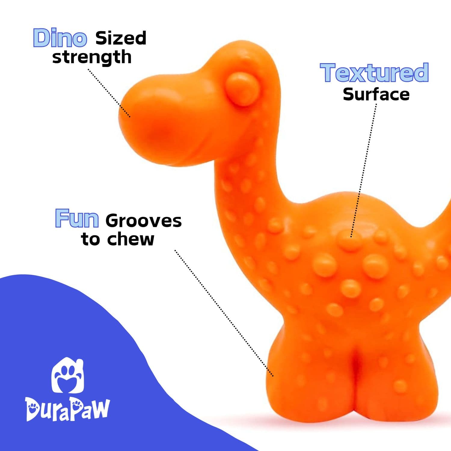 Orange Nylon Dinosaur Dog Toy for Power Chewers