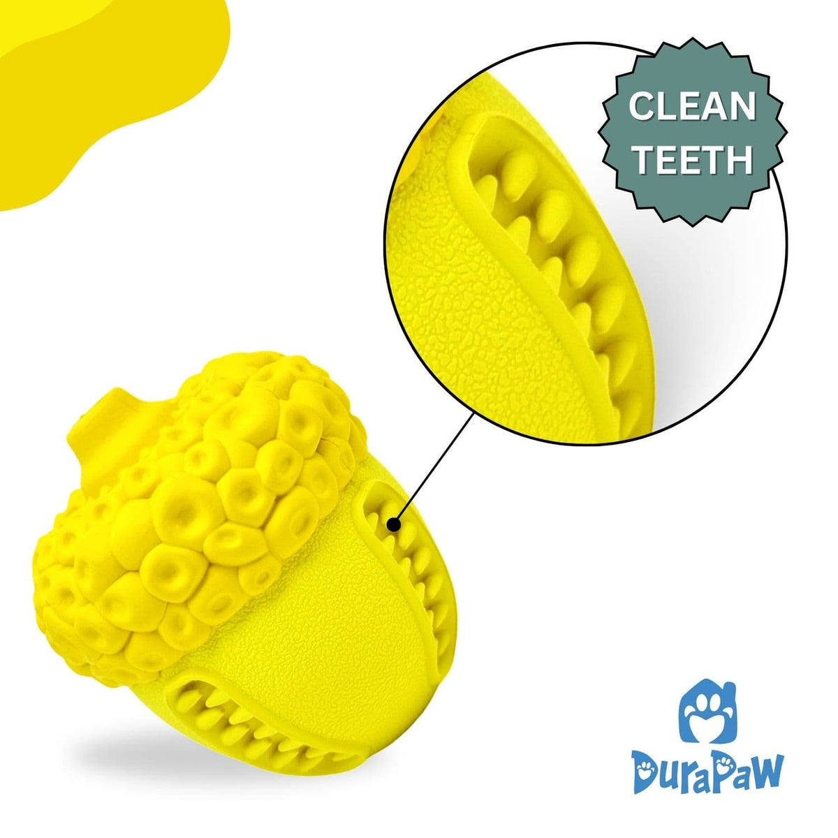 Rubber Acorn Super Tough Dog Chew Toy Teeth Cleaning Bristles