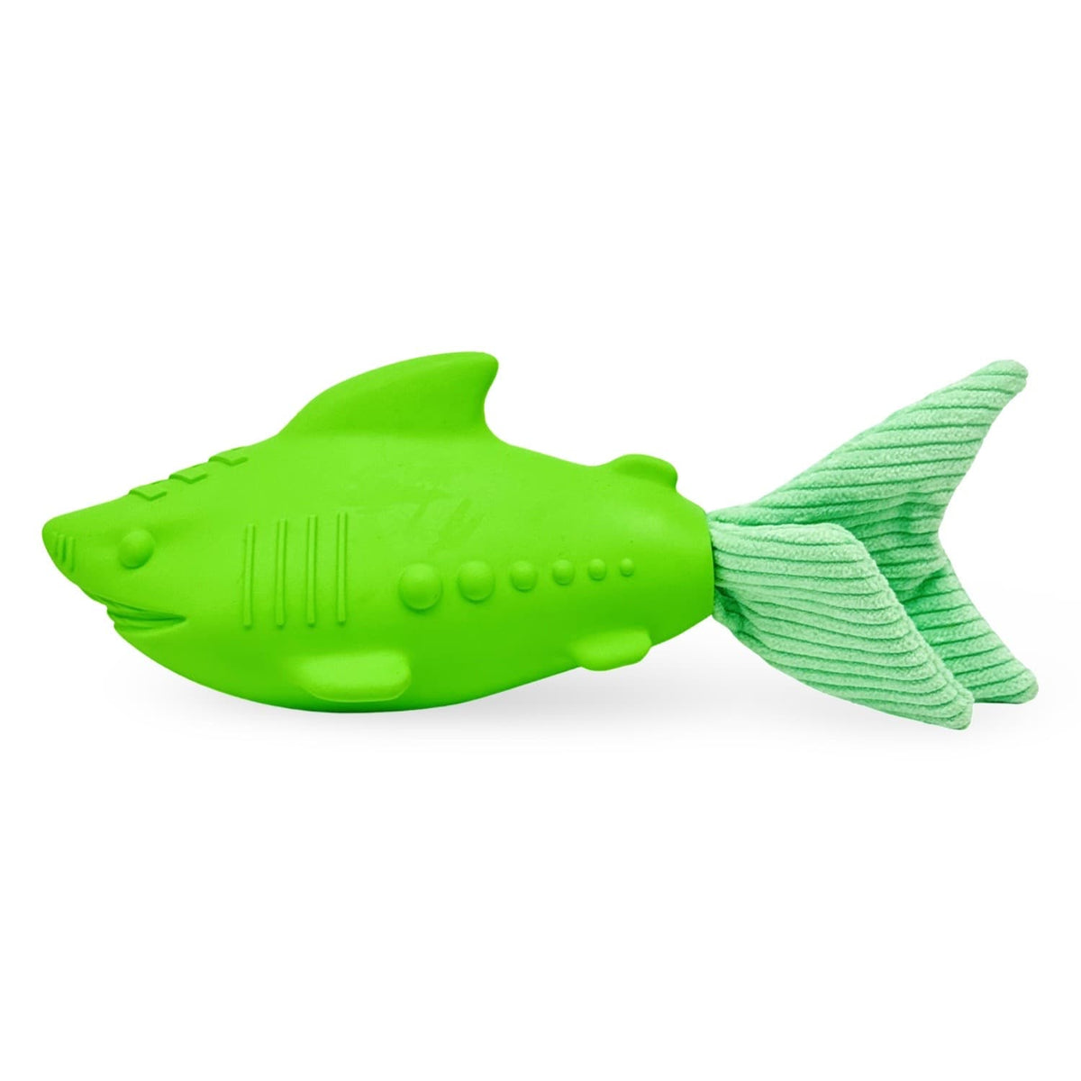 Vibrant Bright Green Squeaker Shark Dog Toy