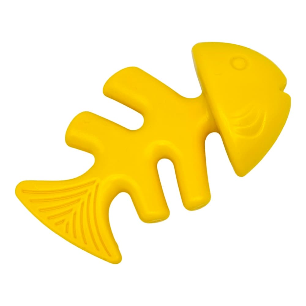 Bright Yellow Fish Bone Nylon Dog Chew Toy