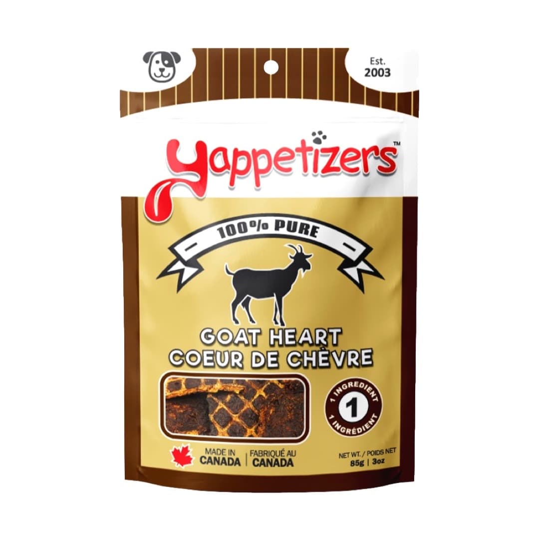 Yappetizers Goat Heart Canadian Made Dehydrated Dog Treats