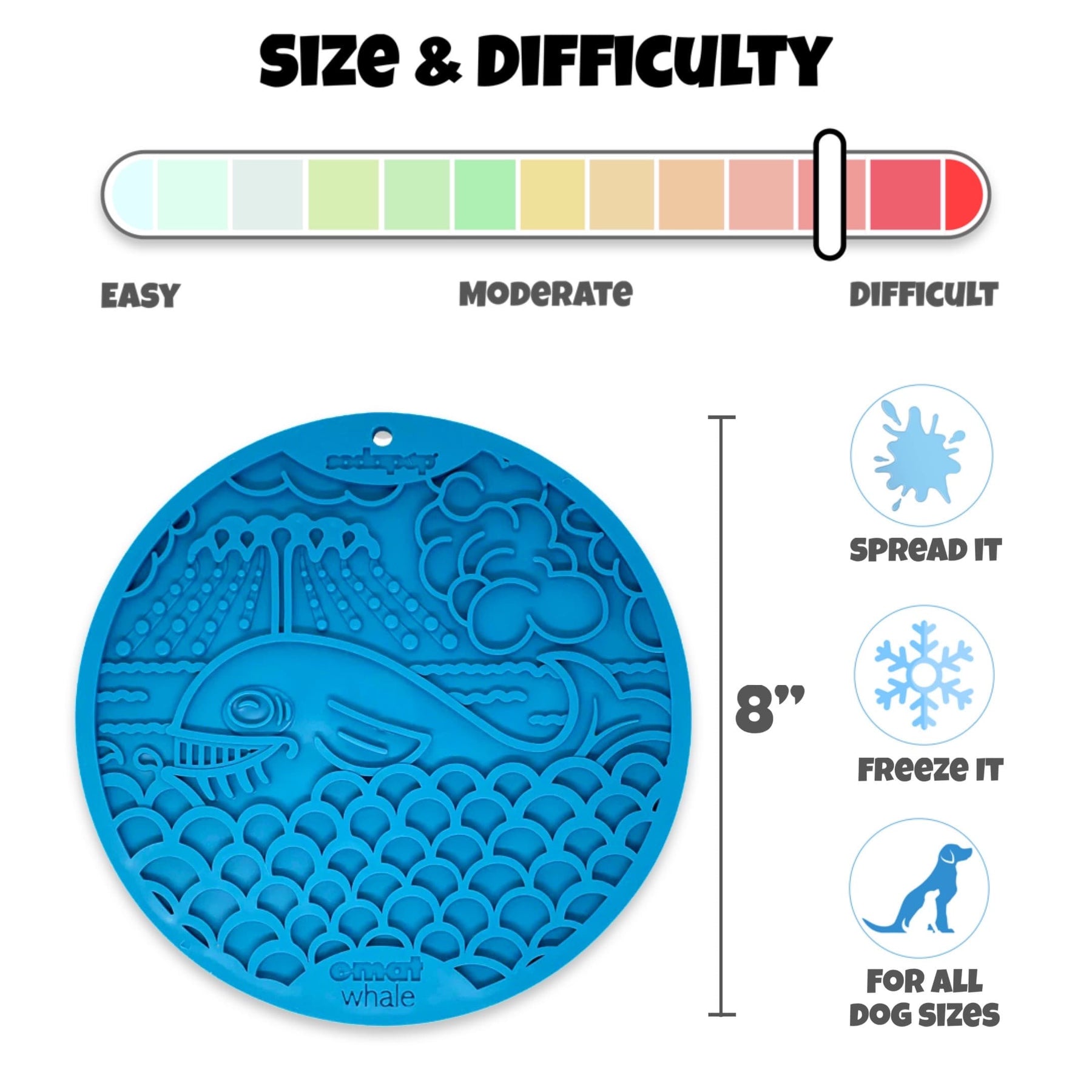 Dog Lick Mat Canada Whale Design Size and Difficulty