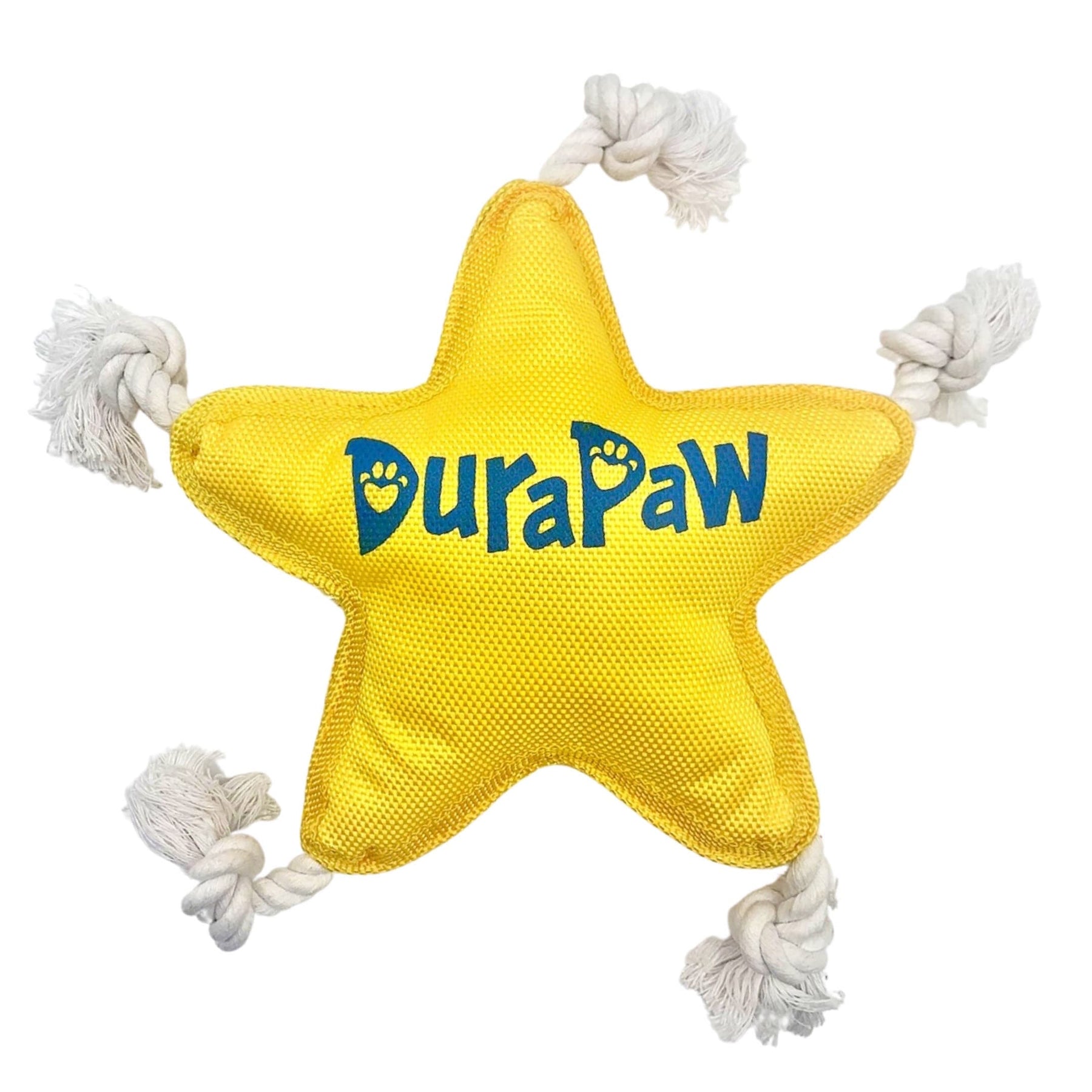 DuraPaw Yellow Star Shaped Plush Rope Tug Dog Toy