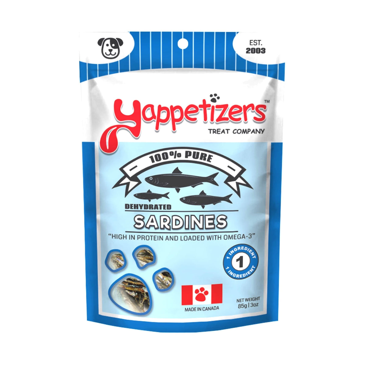 Yappetizers Dehydrated Sardines Dog Treats | Made in Canada